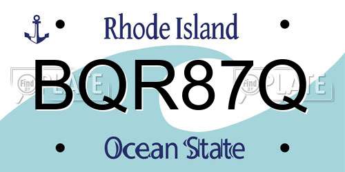 BQR87Q Rhode Island License Plate