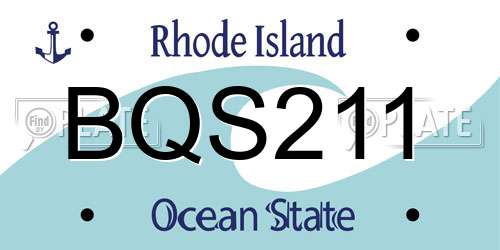 BQS211 Rhode Island License Plate