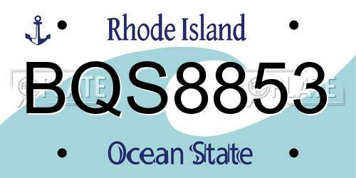 BQS8853 Rhode Island License Plate