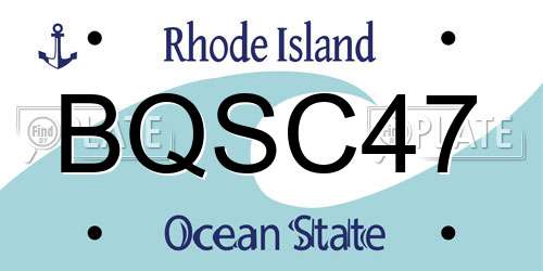 BQSC47 Rhode Island License Plate