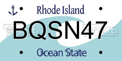BQSN47 Rhode Island License Plate