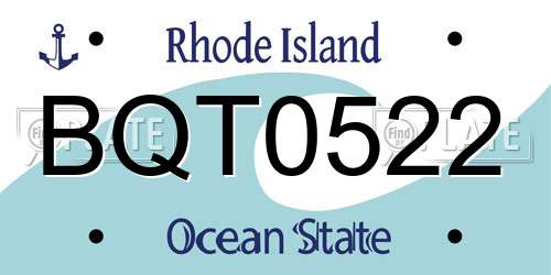BQT0522 Rhode Island License Plate