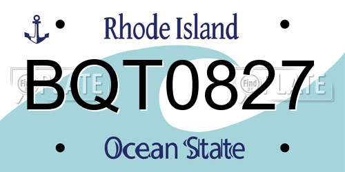 BQT0827 Rhode Island License Plate