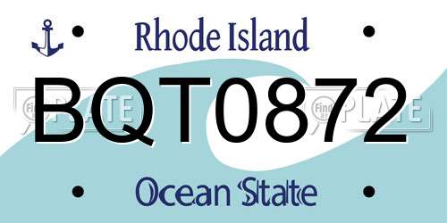 BQT0872 Rhode Island License Plate