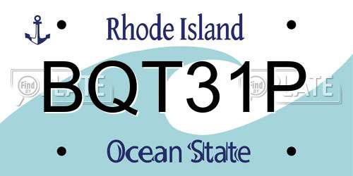 BQT31P Rhode Island License Plate
