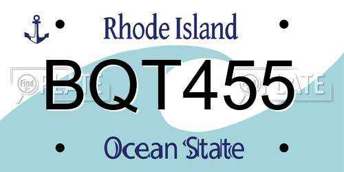 BQT455 Rhode Island License Plate