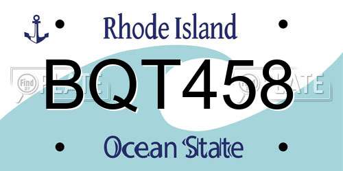 BQT458 Rhode Island License Plate