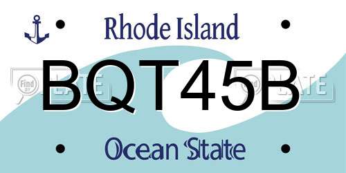 BQT45B Rhode Island License Plate