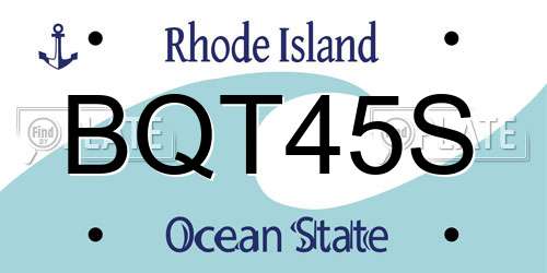 BQT45S Rhode Island License Plate