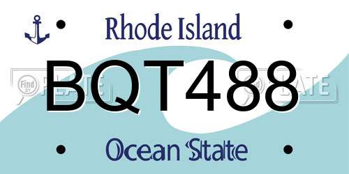 BQT488 Rhode Island License Plate