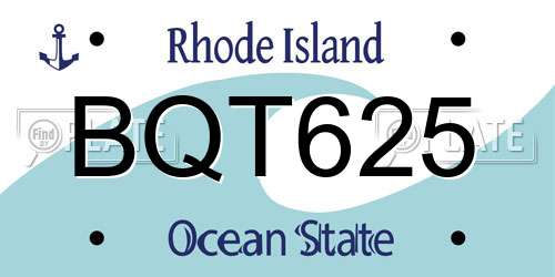 BQT625 Rhode Island License Plate