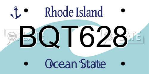 BQT628 Rhode Island License Plate