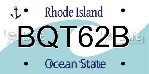 BQT62B Rhode Island License Plate
