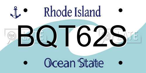 BQT62S Rhode Island License Plate