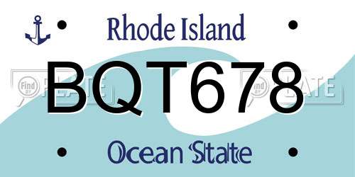 BQT678 Rhode Island License Plate