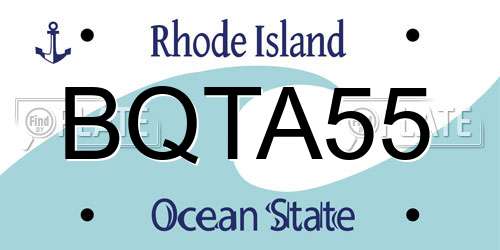 BQTA55 Rhode Island License Plate