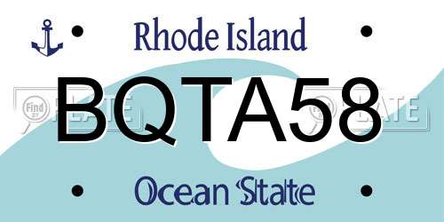BQTA58 Rhode Island License Plate