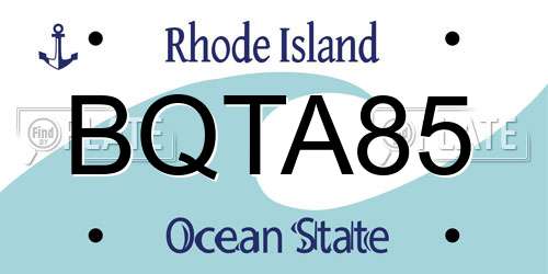BQTA85 Rhode Island License Plate