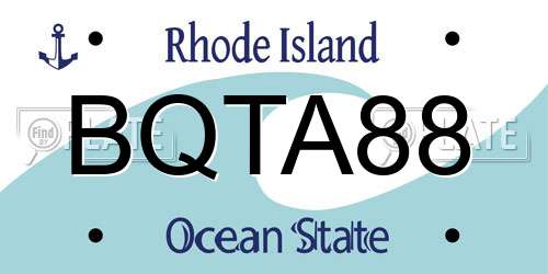 BQTA88 Rhode Island License Plate