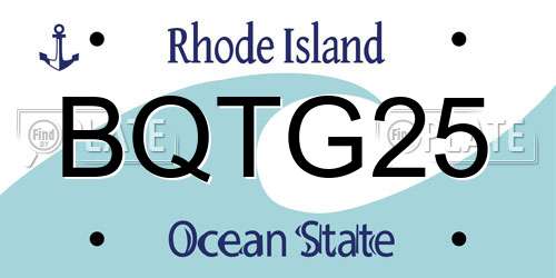 BQTG25 Rhode Island License Plate