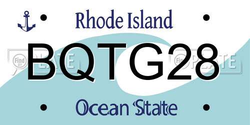 BQTG28 Rhode Island License Plate