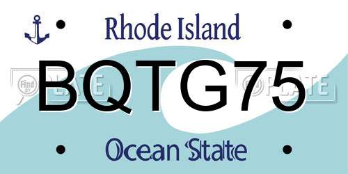 BQTG75 Rhode Island License Plate
