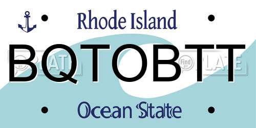BQTOBTT Rhode Island License Plate