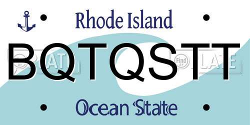 BQTQSTT Rhode Island License Plate