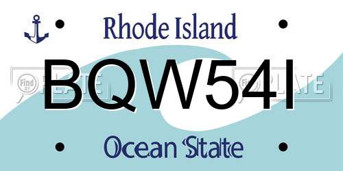 BQW54I Rhode Island License Plate