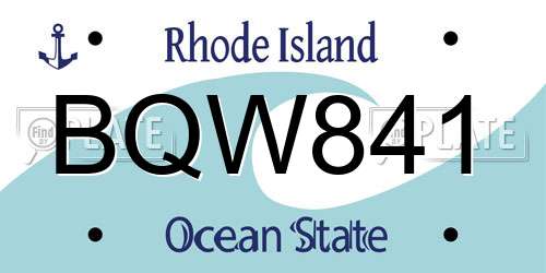 BQW841 Rhode Island License Plate