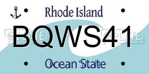 BQWS41 Rhode Island License Plate