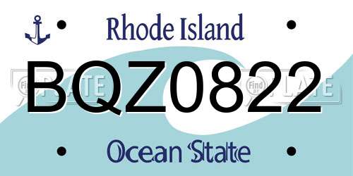 BQZ0822 Rhode Island License Plate