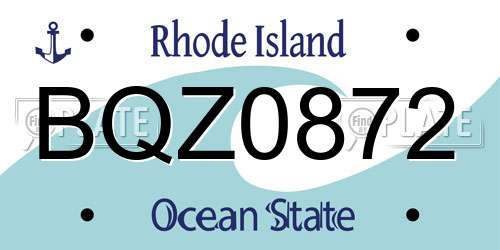 BQZ0872 Rhode Island License Plate