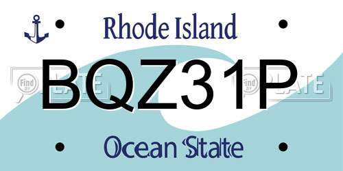 BQZ31P Rhode Island License Plate