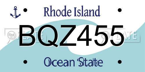 BQZ455 Rhode Island License Plate