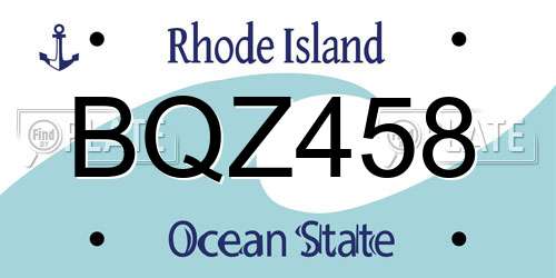 BQZ458 Rhode Island License Plate