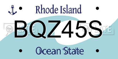 BQZ45S Rhode Island License Plate