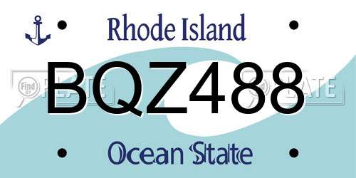 BQZ488 Rhode Island License Plate
