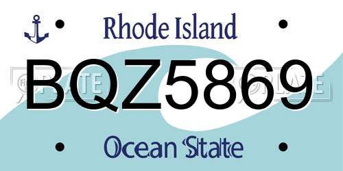 BQZ5869 Rhode Island License Plate