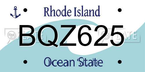 BQZ625 Rhode Island License Plate