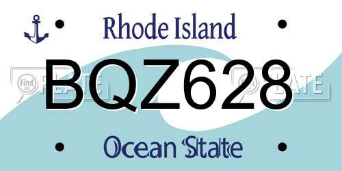 BQZ628 Rhode Island License Plate