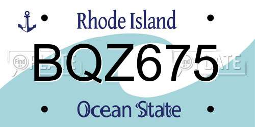 BQZ675 Rhode Island License Plate