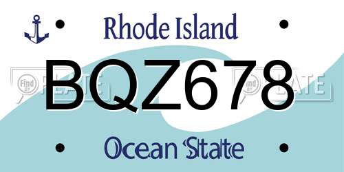 BQZ678 Rhode Island License Plate