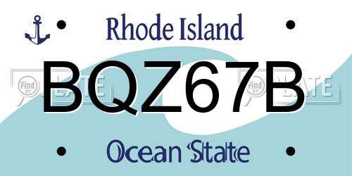 BQZ67B Rhode Island License Plate