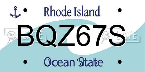 BQZ67S Rhode Island License Plate