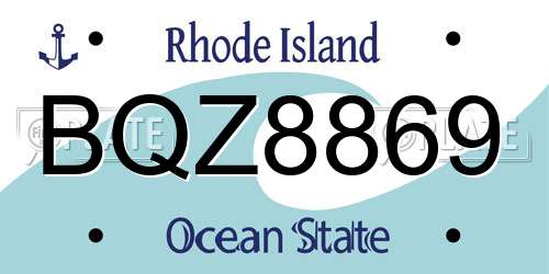 BQZ8869 Rhode Island License Plate