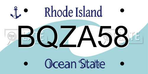 BQZA58 Rhode Island License Plate