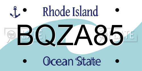 BQZA85 Rhode Island License Plate