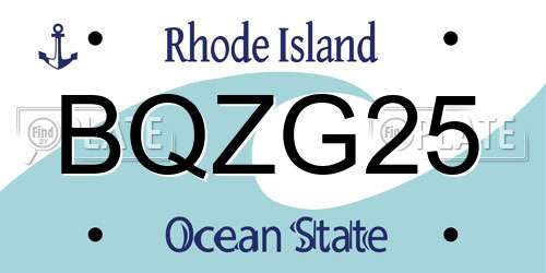 BQZG25 Rhode Island License Plate