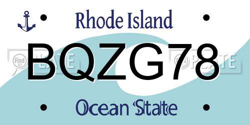 BQZG78 Rhode Island License Plate